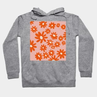 orange retro floral Hoodie